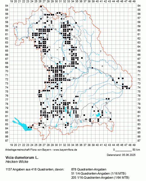 Die Verbreitungskarte zu Vicia dumetorum L. wird geladen ...