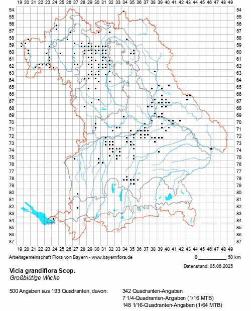 Die Verbreitungskarte zu Vicia grandiflora Scop. wird geladen ...
