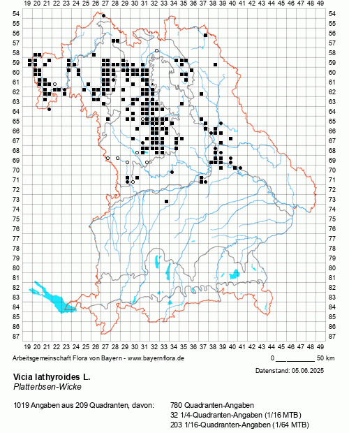 Die Verbreitungskarte zu Vicia lathyroides L. wird geladen ...
