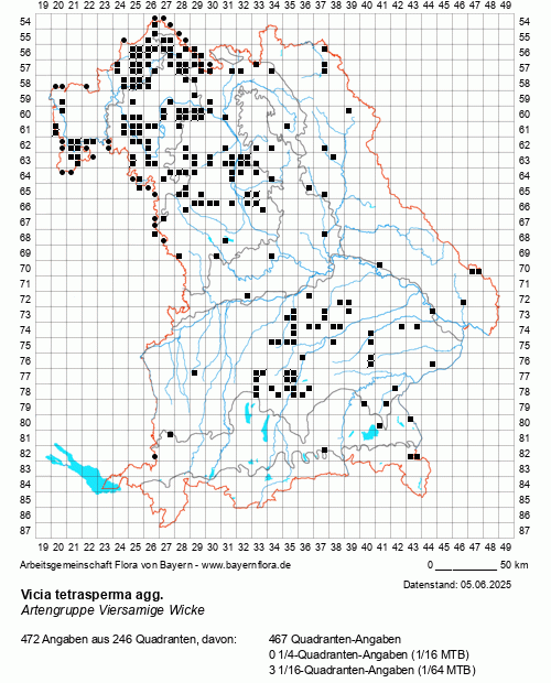 Die Verbreitungskarte zu Vicia tetrasperma agg. wird geladen ...