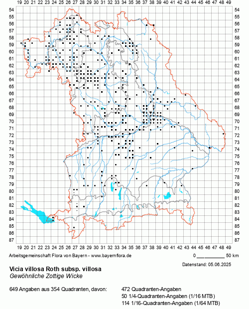 Die Verbreitungskarte zu Vicia villosa Roth subsp. villosa wird geladen ...