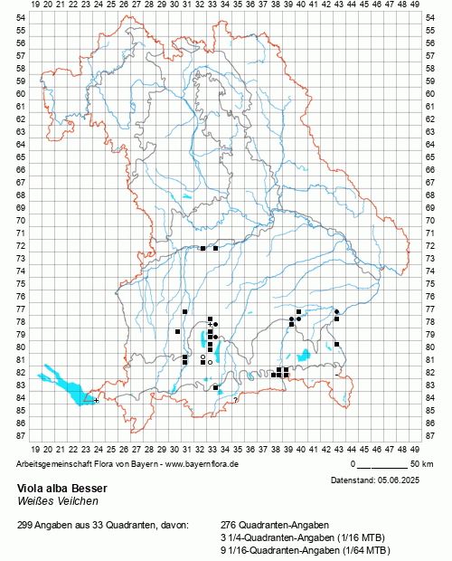 Die Verbreitungskarte zu Viola alba Besser wird geladen ...