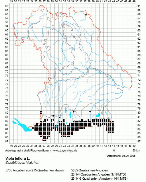 Die Verbreitungskarte zu Viola biflora L. wird geladen ...
