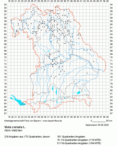 Die Verbreitungskarte zu Viola cornuta L. wird geladen ...