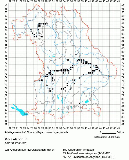 Die Verbreitungskarte zu Viola elatior Fr. wird geladen ...