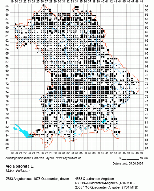Die Verbreitungskarte zu Viola odorata L. wird geladen ...