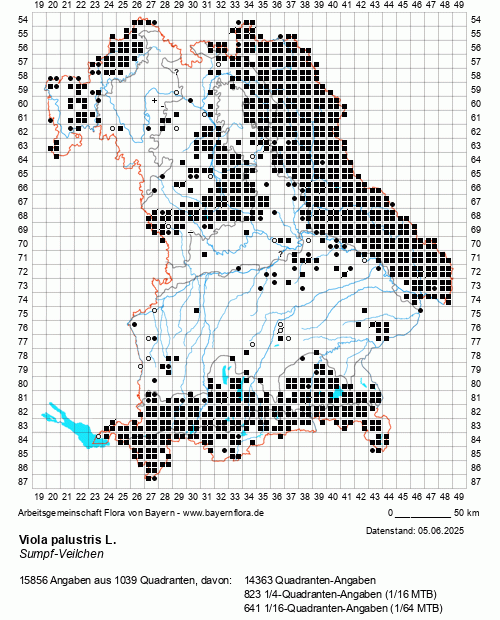 Die Verbreitungskarte zu Viola palustris L. wird geladen ...