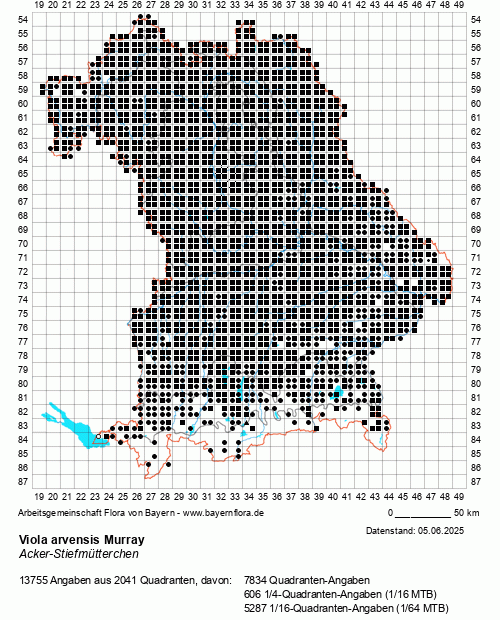 Die Verbreitungskarte zu Viola arvensis Murray wird geladen ...