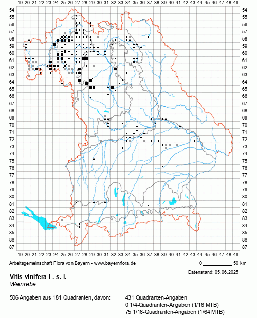 Die Verbreitungskarte zu Vitis vinifera L. s. l. wird geladen ...