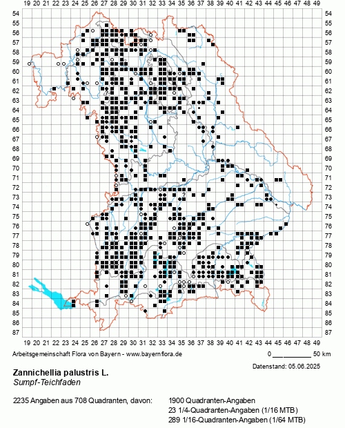 Die Verbreitungskarte zu Zannichellia palustris L. wird geladen ...