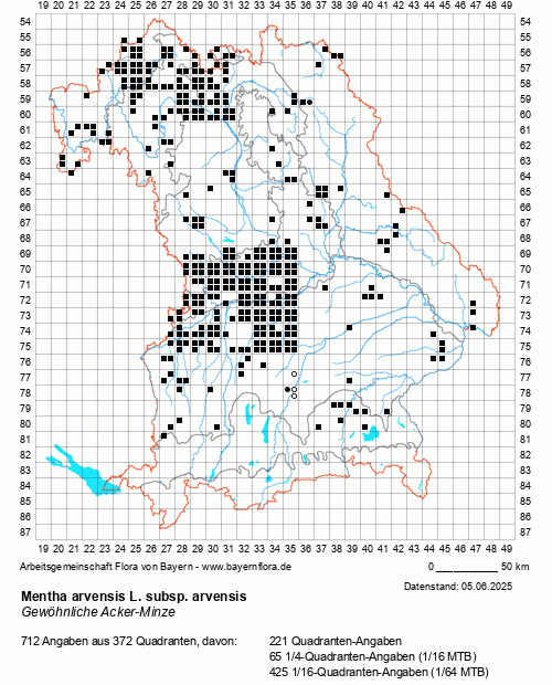 Die Verbreitungskarte zu Mentha arvensis L. subsp. arvensis wird geladen ...