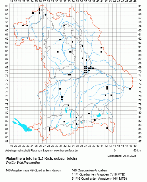 Die Verbreitungskarte zu Platanthera bifolia (L.) Rich. subsp. bifolia wird geladen ...