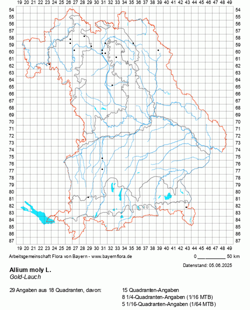 Die Verbreitungskarte zu Allium moly L. wird geladen ...
