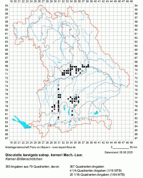 Die Verbreitungskarte zu Biscutella laevigata subsp. kerneri Mach.-Laur. wird geladen ...