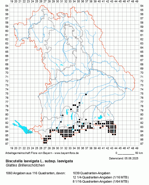 Die Verbreitungskarte zu Biscutella laevigata L. subsp. laevigata wird geladen ...