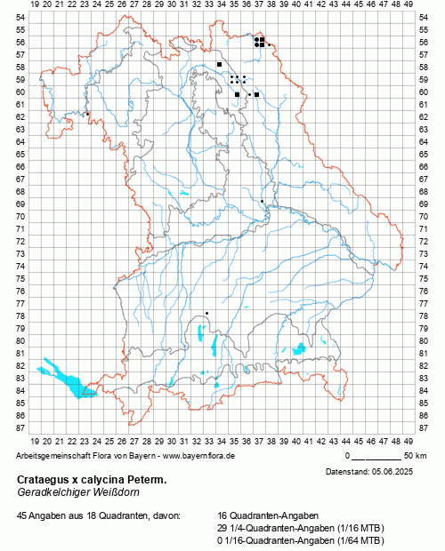 Die Verbreitungskarte zu Crataegus x calycina Peterm. wird geladen ...