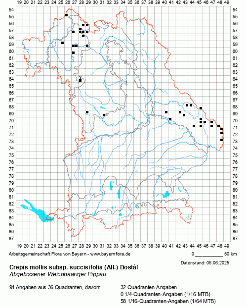 Die Verbreitungskarte zu Crepis mollis subsp. succisifolia (All.) Dostál wird geladen ...
