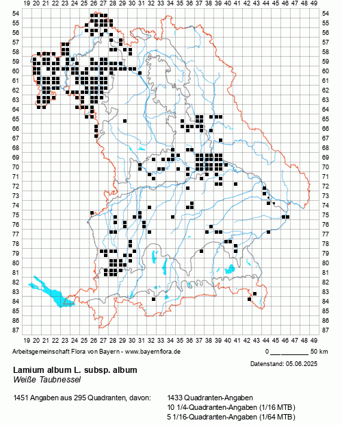 Die Verbreitungskarte zu Lamium album L. subsp. album wird geladen ...