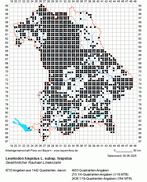 Die Verbreitungskarte zu Leontodon hispidus L. subsp. hispidus wird geladen ...