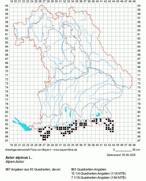Die Verbreitungskarte zu Aster alpinus L. wird geladen ...