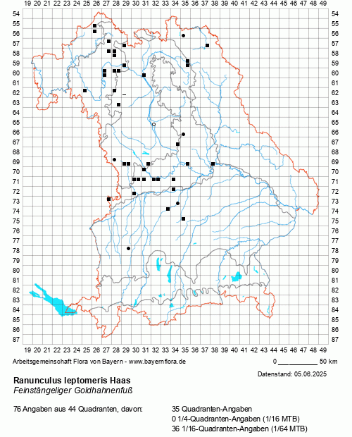 Die Verbreitungskarte zu Ranunculus leptomeris Haas wird geladen ...