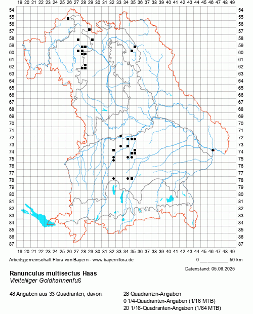 Die Verbreitungskarte zu Ranunculus multisectus Haas wird geladen ...
