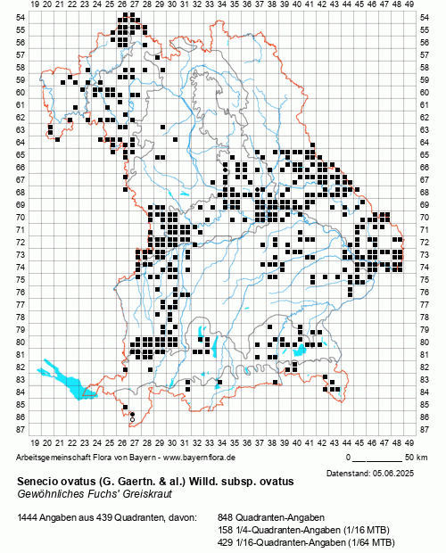 Die Verbreitungskarte zu Senecio ovatus (G. Gaertn. & al.) Willd. subsp. ovatus wird geladen ...