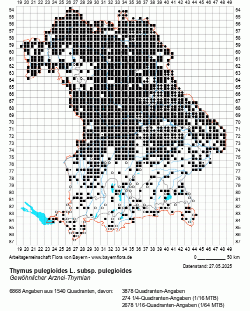 Die Verbreitungskarte zu Thymus pulegioides L. subsp. pulegioides wird geladen ...