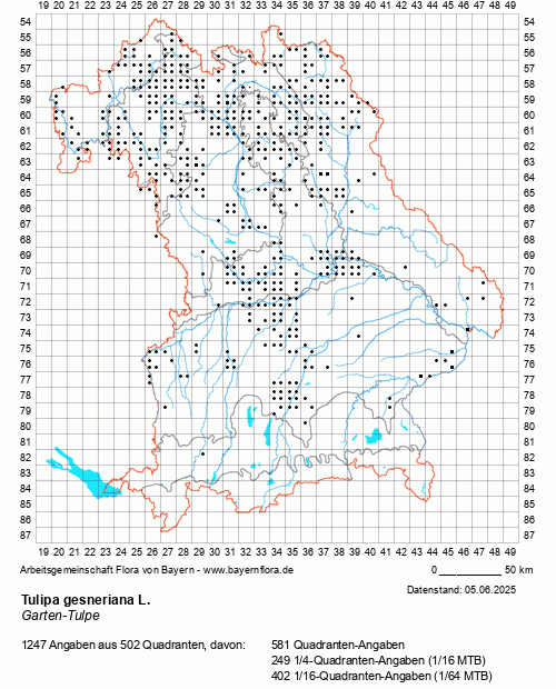 Die Verbreitungskarte zu Tulipa gesneriana L. wird geladen ...