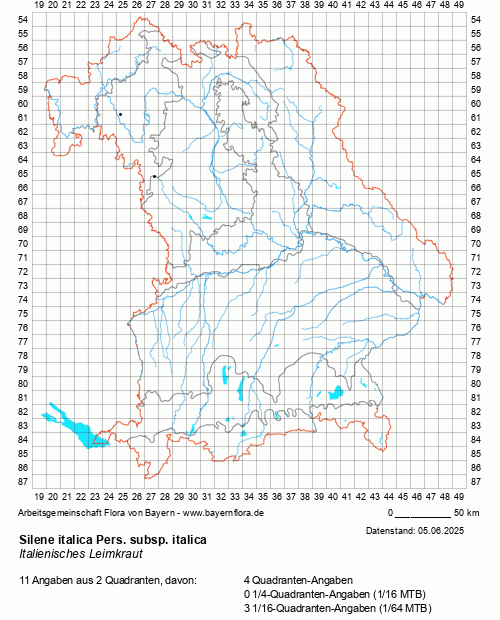 Die Verbreitungskarte zu Silene italica Pers. subsp. italica wird geladen ...