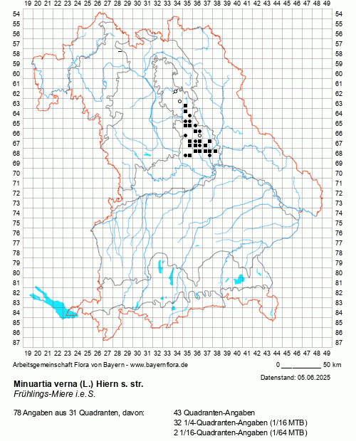 Die Verbreitungskarte zu Minuartia verna (L.) Hiern s. str. wird geladen ...