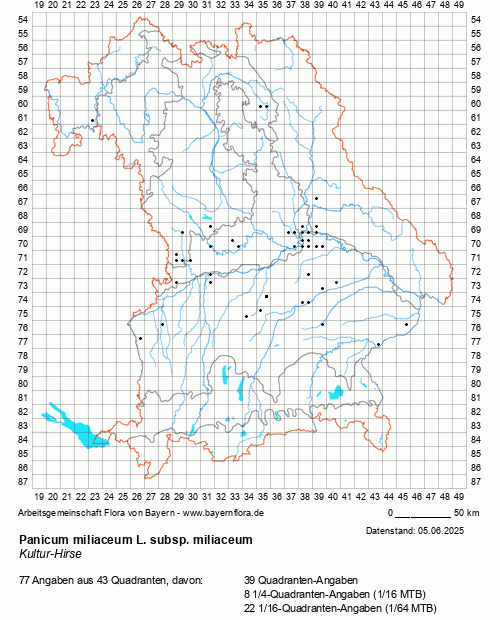 Die Verbreitungskarte zu Panicum miliaceum L. subsp. miliaceum wird geladen ...