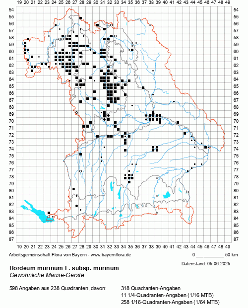 Die Verbreitungskarte zu Hordeum murinum L. subsp. murinum wird geladen ...