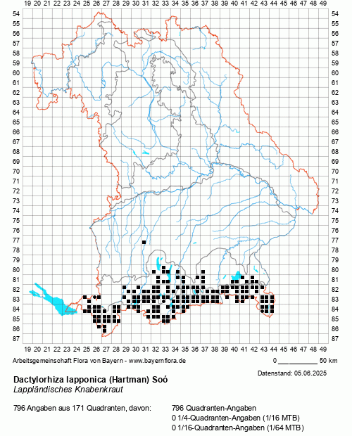 Die Verbreitungskarte zu Dactylorhiza lapponica (Hartman) Soó wird geladen ...