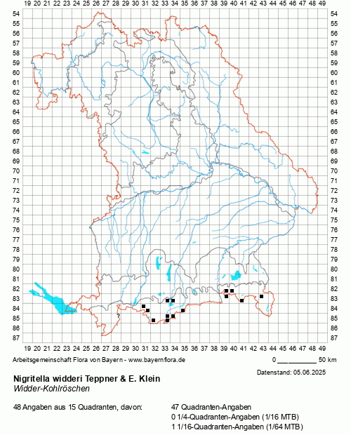 Die Verbreitungskarte zu Nigritella widderi Teppner & E. Klein wird geladen ...