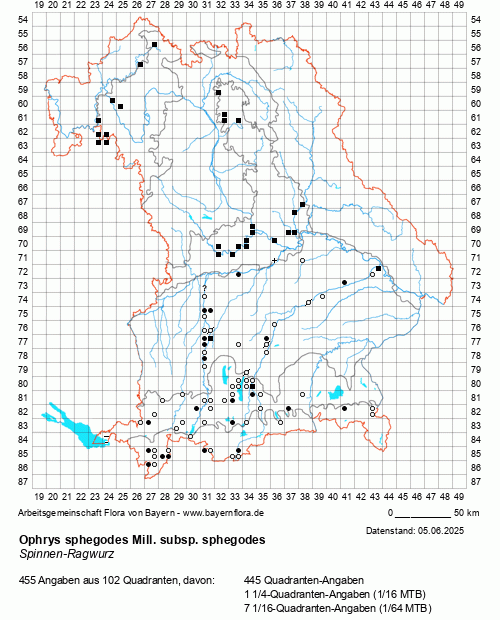 Die Verbreitungskarte zu Ophrys sphegodes Mill. subsp. sphegodes wird geladen ...