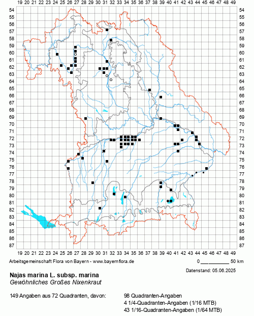 Die Verbreitungskarte zu Najas marina L. subsp. marina wird geladen ...