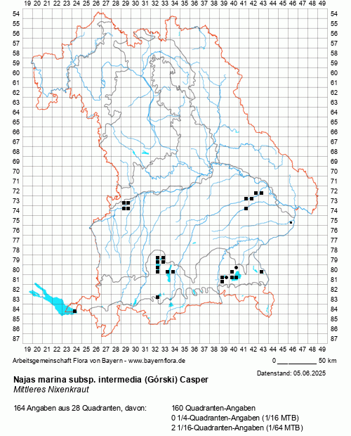 Die Verbreitungskarte zu Najas marina subsp. intermedia (Górski) Casper wird geladen ...