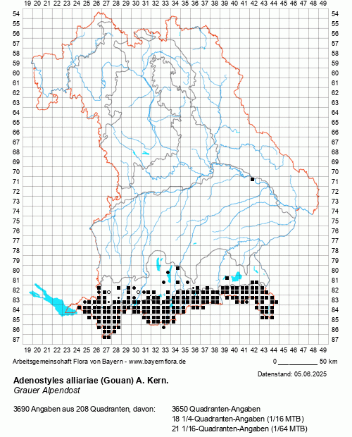 Die Verbreitungskarte zu Adenostyles alliariae (Gouan) A. Kern. wird geladen ...