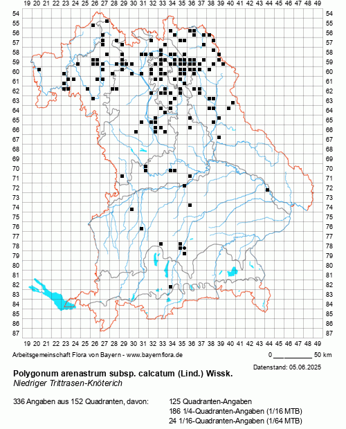 Die Verbreitungskarte zu Polygonum arenastrum subsp. calcatum (Lind.) Wissk. wird geladen ...