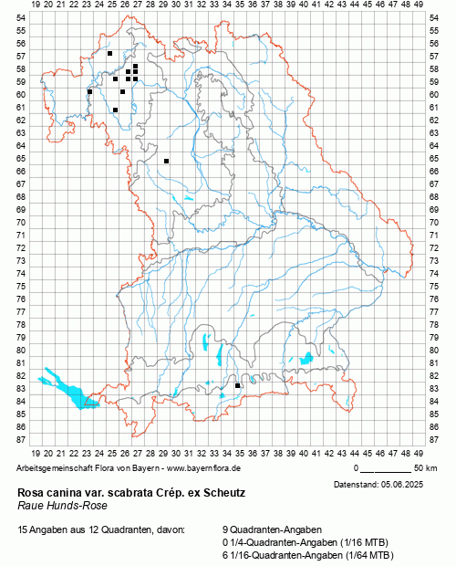 Die Verbreitungskarte zu Rosa canina var. scabrata Crép. ex Scheutz wird geladen ...