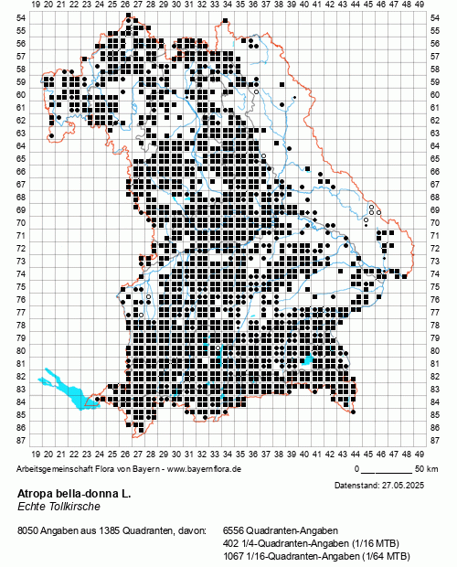 Die Verbreitungskarte zu Atropa bella-donna L. wird geladen ...