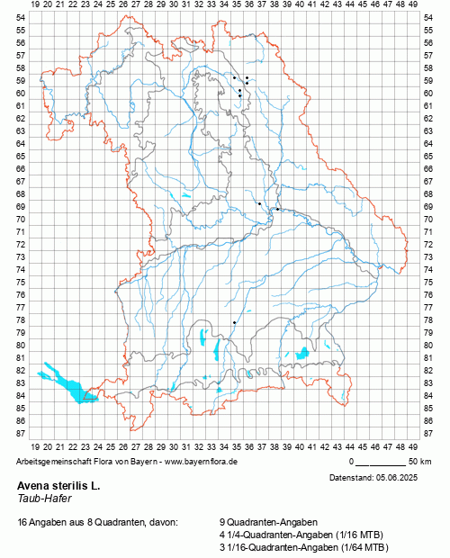 Die Verbreitungskarte zu Avena sterilis L. wird geladen ...