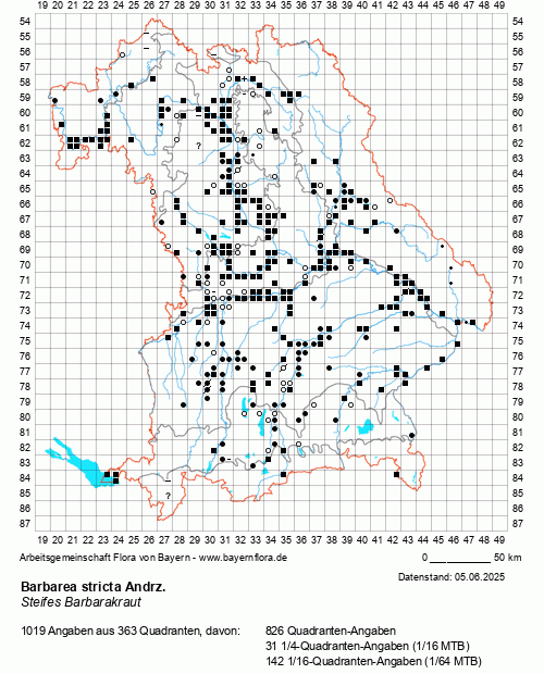 Die Verbreitungskarte zu Barbarea stricta Andrz. wird geladen ...