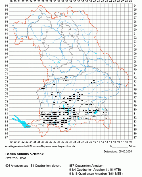 Die Verbreitungskarte zu Betula humilis Schrank wird geladen ...