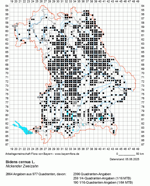 Die Verbreitungskarte zu Bidens cernuus L. wird geladen ...