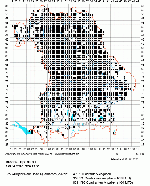 Die Verbreitungskarte zu Bidens tripartita L. wird geladen ...