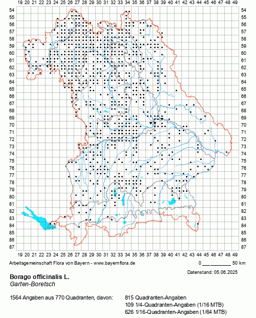 Die Verbreitungskarte zu Borago officinalis L. wird geladen ...