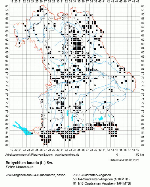 Die Verbreitungskarte zu Botrychium lunaria (L.) Sw. wird geladen ...