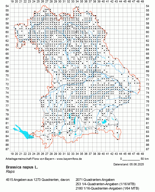 Die Verbreitungskarte zu Brassica napus L. wird geladen ...